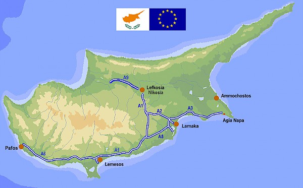 Autópályák Cipruson térkép